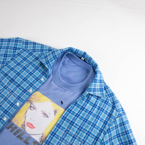 Camisa de Franela Vintage a Cuadros de Manga Larga Estilo Waffle Casual para Hombre, con Bordado y Estampado, 100% Algodón, Cuello Camisero, Talla Grande - Product Image 3
