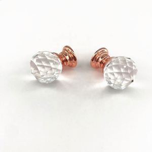 Pomo Moderno de Cristal Oro Rosa para Cajones de Gabinete, Base de Zinc Ecológica y Duradera, 20/30mm, para Uso en Almacenes, Salas de Estar y Centros Comerciales - Product Image 3