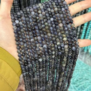 Perles de pierres précieuses naturelles rares en iolite bleu foncé, perles rondes lisses en lolite bleue pour la fabrication de bijoux, artisanat DIY 6mm 8mm 10mm - Product Image 5