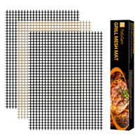 Tapis de grillade antiadhésifs pour barbecue pour extérieur Feuilles de grillades en PTFE réutilisables et faciles à nettoyer