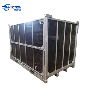 Industrial galvanized stackable collapsible steel preform storage container cage with pvc panel