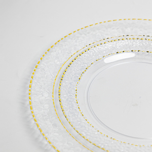 طقم أطباق بلاستيكية بتشطيب لؤلؤي مقاس 7 و10 بوصة، أطباق يمكن التخلص منها مع خيار اللون المخصص وحافة ذهبية للأعراس والحفلات - Product Image 6
