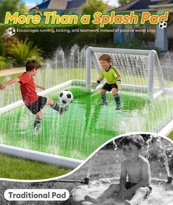 Alberca de Agua con Aspersores Temática de Fútbol de 118 Pulgadas con Porterías para Niños, Juegos Acuáticos de Verano para el Patio Trasero - Product Image 3