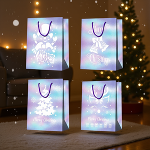 Medium Christmas <b>Gift</b> <b>Bags</b> 12cm UV Laminated Mixed Colors <b>Plastic</b> <b>Gift</b> Wrapping Pack of 12 for Festive Party Decorations - Product Image 2