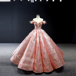 2022 elegante Europeo Americano sueño princesa vestido de novia estilo modesto nueva novia hecho a mano diamante diseño musulmán mujeres tela - Product Image 3