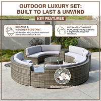 Kommerzielles Modernes Großes Rundes Modulares Sofa Komplette Möblierung für Villa-Apartment-Projekte Maßgefertigtes Outdoor PE-Rattan-Sofa-Set