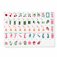 Set Mahjong Tema Leopard Bunga Amerika, Ubin Akrilik Putih Mewah Ukuran 1,42 inci, Ukiran Laser, Gudang Lokal AS, Pengiriman Cepat
