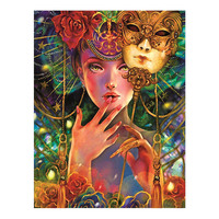 Ever Moment Peinture Diamant 5D DIY Femme Masque de Fée Broderie Diamant Carré Complet Décoration en Résine pour la Maison S2F349