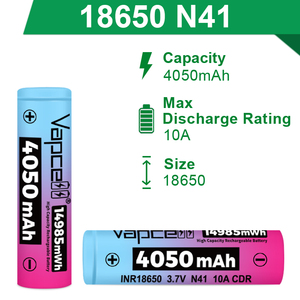 Batería de Iones de Litio <span class=keywords><strong>Recargable</strong></span> Vapcell N41 de Alta Capacidad, 3.7v 18650 4050mah, Empaque Industrial para <span class=keywords><strong>Linterna</strong></span> - Product Image 2