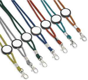 Sangle de cou en nylon personnalisée, cordon rond élastique à longueur réglable pour porte-badge - Product Image 2