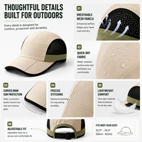 Gorras Originales de Secado Rápido, Gorra de 5 Paneles para Correr, Malla Negra Transpirable, Gorra de Alto Rendimiento para Correr