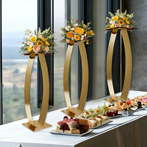 Support à fleurs de table de mariage LANJO, style moderne et luxueux, en or, de haute qualité, en fer durable. - Product Image 5