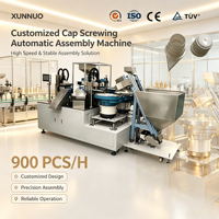 Machine de serrage de bouchons contrôlée par PLC personnalisée, machine d'assemblage automatique de couvercles en plastique entraînée par moteur XUNNUO, garantie 1 an