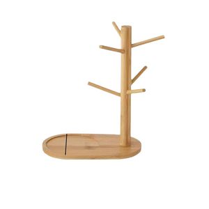 Bamboo Creative Draining Rack Oval Natural Wood Color Hanging <b>Kitchen</b> Sundries Storage Organizer - Product Image 2