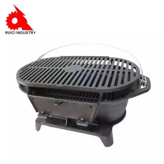 Russo portatile cast di ferro del carbone di legna all'aperto piatto ghisa rotondo largo bbq piastra grill