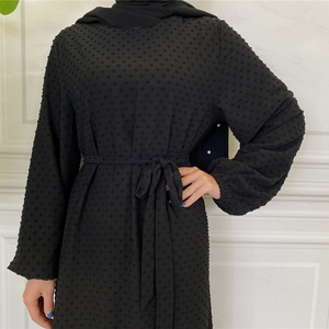 6294 #   Robe Abaya élégante rose à volants, coupe ample avec ceinture, vêtements islamiques, robes Abaya pour femmes musulmanes - Product Image 2