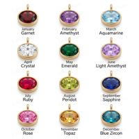 Collier personnalisé en acier inoxydable 316L plaqué or PVD, étanche et anti-ternissement, avec pendentif en cristal pierre de naissance