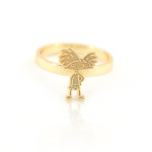 Cincin emas karakter kartun kustom perhiasan baja tahan karat pribadi dengan nama terukir Pesta dan hadiah ulang tahun wanita - Product Image 1