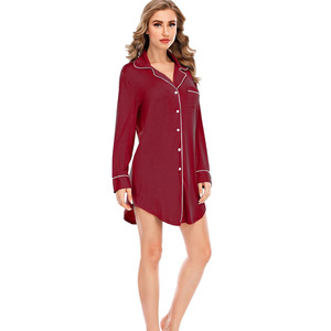 Factory Wholesale Casual Modal <strong>Dressing</strong> <strong>Gown</strong> for Women Lapel <strong>Buttons</strong> Solid Knitted New Year Party Customization for Autumn - Product Image 3