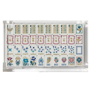 Set di Mahjong in Acrilico Blu Cristallino con Motivi Ornamentali Eleganti per Momenti di Convivialità Familiare nel Weekend - Product Image 6
