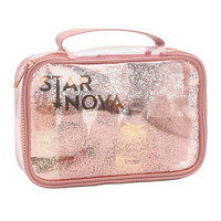 OEM ODM sac d'emballage de maquillage tendance avec logo personnalisé pochette cosmétique transparente en PVC résistante à l'eau en vinyle transparent à paillettes