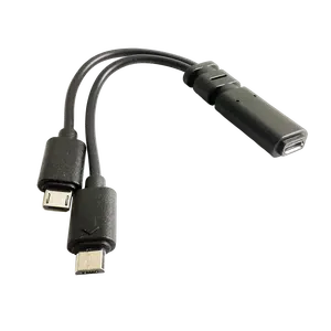 Oem Android V8 Female 2 In 1 Splitter Micro Usb Wanita Ke Pria Kabel Pengisi Daya Pendek Kabel Mikro Usb