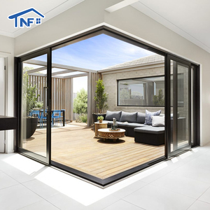 עיצוב מודרני מסגרת אלומיניום מסגרת זכוכית פתיחת דלת זכוכית עמיד למים פיברגלס משטח סיים עבור וילה - Product Image 1