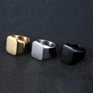 Anillo de acero inoxidable chapado en oro para hombre, Logo personalizado grabado, Punk