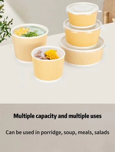 Phân Hủy Sinh Học Tùy Chỉnh In Logo Giấy Súp Bát Dùng Một Lần Vòng Súp Cốc Giấy Heatable <span class=keywords><strong>Kraft</strong></span> Không Thấm Nước Với Nắp - Product Image 6