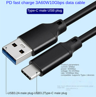 Kabel USB3.2 10Gbps USB Tipe A Ke USB C 3.1/3.2 Gen2 Kabel Transfer Data USB C SSD Kabel Hard Disk 3A 60W QC 3.0 Pengisian Cepat