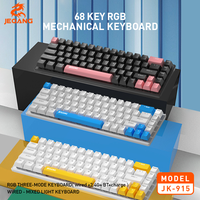 Jeqang JK-915 Mini taille clavier mécanique 3-Mode BT charge sans fil filaire matière plastique pour ordinateurs portables ordinateurs de bureau