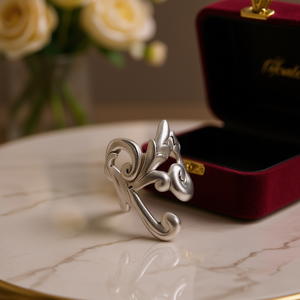 Orecchini a polsino vintage con fiori in argento 925 placcato oro bianco, gioielli unisex per tutti i giorni - Product Image 2