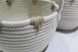 High Quality Best Price Set 3 Eco-Friendly Folding Multifunction Cotton <strong>Rope</strong> <strong>Storage</strong> <strong>Baskets</strong> Small Object Container Gift <strong>Basket</strong> - Product Image 4