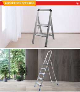 Escalera de Aluminio Moderna con Pasamanos, 2 Peldaños, Diseño Plegable Delgado y Portátil para Uso en Apartamentos, Plataforma Grande - Product Image 5