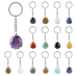 Vente en gros de porte-clés en forme de <span class=keywords><strong>petite</strong></span> patte, pierres précieuses naturelles, pattes de chaton, porte-clés en cristal de quartz pour femmes, hommes, filles - Product Image 1
