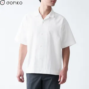 Custom Katoen Korte Mouw Blanco Shirts Oversize Street Wear Shirts