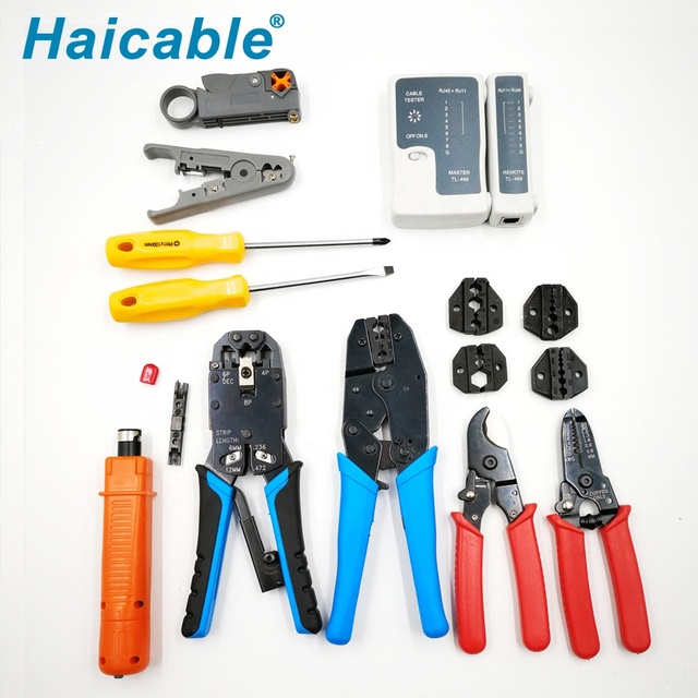 Professional Networking Tool Kit ( Cable Tester Crimping Tool RJ45/RJ11/RJ12& Type of Coaxial Stripping Tools )