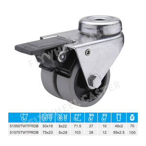 Perno agujero doble freno giratorio <span class=keywords><strong>2</strong></span> pulgadas 3 pulgadas doble rueda refrigerador TPE rueda <span class=keywords><strong>pequeña</strong></span> gris TPR rueda <span class=keywords><strong>nevera</strong></span> rueda doble rueda - Product Image 2