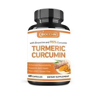 แคปซูลขมิ้นออร์แกนิกผสมขิงและพริกไทยดำขมิ้นเคอร์คูมินสำหรับสุขภาพข้อต่อและกระดูก95% ขมิ้น - Product Image 1