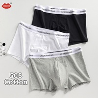Caleçons Boxers Classiques pour Hommes avec Logo Gris et Blanc, Bande Élastique, Sous-vêtements Masculins 95% Coton 5% Spandex