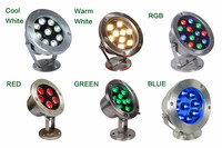 Luz Subacuática LED RGB de Acero Inoxidable de 9w con Cambio de Color Multicolor, 12v DC, para Acuarios y Piscinas