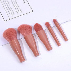 ชุดแปรงแต่งหน้าพกพาแบบมินิ 5 ชิ้น/ชุด สีชมพู สไตล์เกาหลี ด้ามจับพลาสติก ขนแปรงใยสังเคราะห์ สำหรับรองพื้น - Product Image 2
