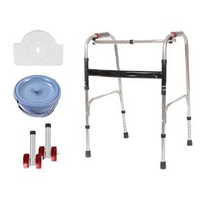 Andador idoso aço inoxidável deficientes muletas de quatro cantos ajudar quadro corrimão dobrável para venda - Product Image 4