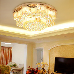 Nuevo estilo, decoración para sala de estar, lámpara de techo redonda de cristal dorado moderno LED de lujo para hoteles de Villa con Base de hierro - Product Image 4