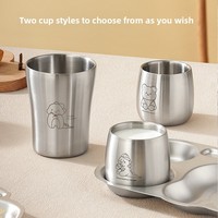 Bouteille d'eau isotherme à double paroi en acier inoxydable 304, motif dessin animé mignon, gravure laser colorée, tasse pour enfants