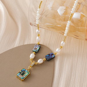 Collar de Piedras Preciosas para Mujer con Citrino Natural, Apatita Azul, Amatista, Turmalina Negra, Cristal Blanco y Perla Cultivada Blanca - Product Image 2