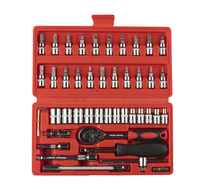 Jeu de douilles 1/4 pouce 46 pièces, outil de réparation automobile, jeu de cliquet, clé dynamométrique, embouts combinés, jeu de clés en chrome vanadium - Product Image 1