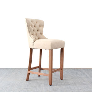 Modern Farmhouse Beige Upholstered <b>Bar</b> <b>Stool</b> Tufted Wingback Pub Chair with Nailhead Accents for Home Kitchen - Product Image 2