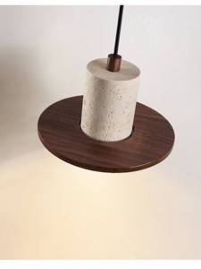 Lampe suspendue en travertin Wabi Sabi, îlot de cuisine, salle à manger, Japandi, bois, pierre naturelle, LED, CE UL, lampe suspendue en travertin <span class=keywords><strong>Kalea</strong></span> - Product Image 3