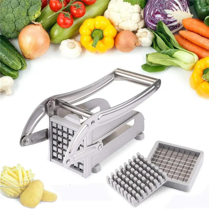 Pemotong kentang kentang, alat pengiris sayuran Stainless Steel, pemotong kentang Manual